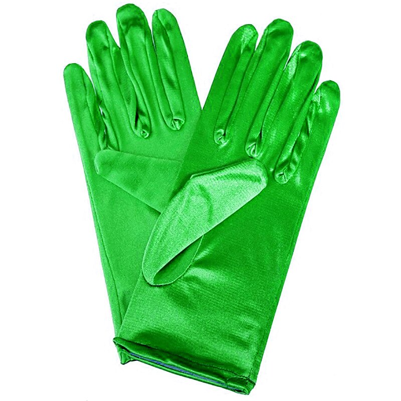 Mitaine élastique en Satin de soie mercerisé pour femmes, 22cm, pour soirée dansante, légère, couleur unie, pour la conduite, , L78: Green  A163