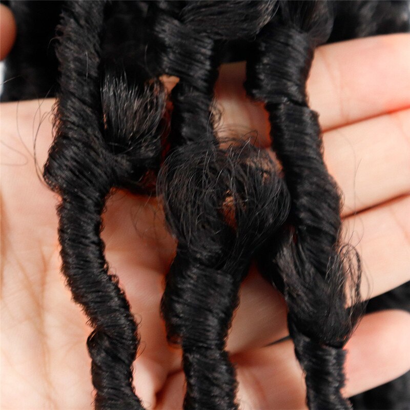 Long 14inch Butterfly Faux Locs Synthetic Crochet Braids Hair Extensions 20 Strands/pack Natural Black Curly Braiding Hair