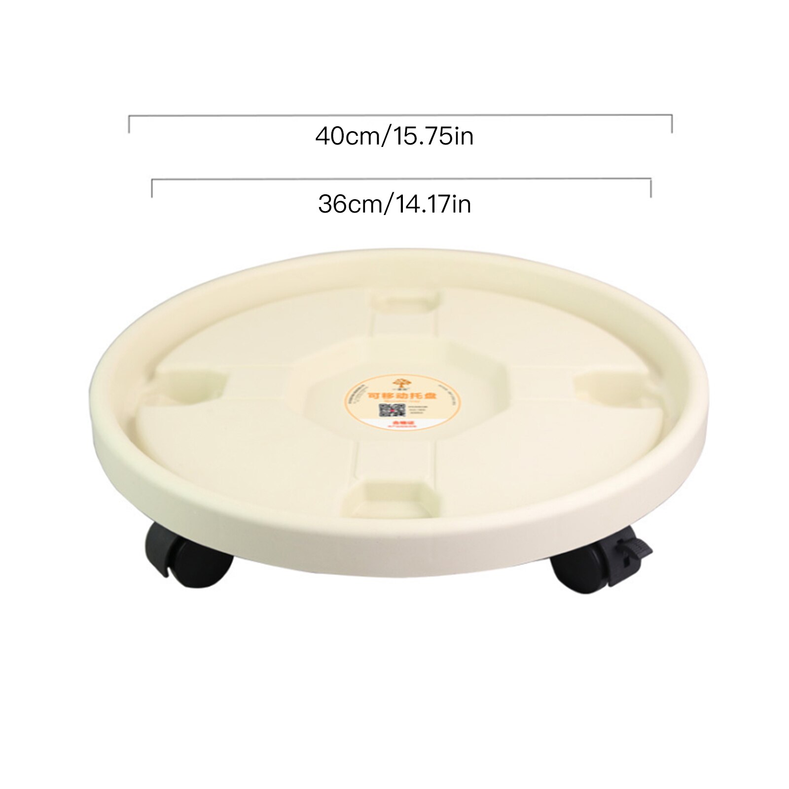 Flower Pot Tray Round Plastic Tray Caster Wheels Pallet Tray Vase With Rollers Flower Plant Pot Holder: White 400