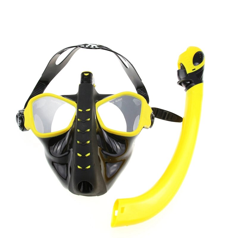 Máscaras de buceo, tubo de buceo, gafas de natación, equipo de aspiración subacuática, máscara de cara completa, resistente al agua: Yellow