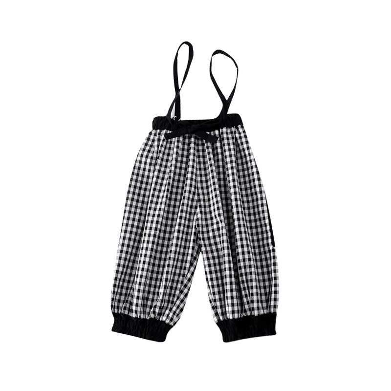 Pantalones de primavera y otoño para bebés, pantalón a cuadros con tirantes tipo linterna, Leggings coreanos de estilo coreano y japonés,