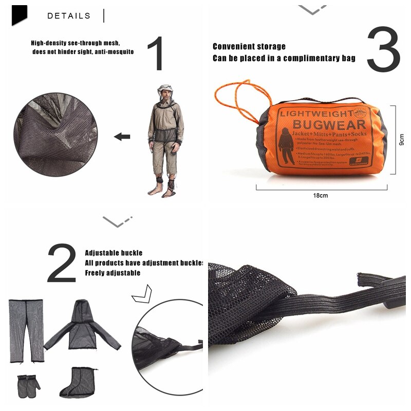 Men Quick-drying Breathable Mesh Net Insect Suit Anti Partial Suit Mosquito Clothes Partial And One Suit Outdoor Fishing Camping