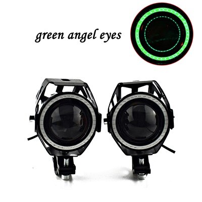 Faro LED antiniebla para Moto rcycle U7, lámpara de trabajo, para Moto rbike, 3000LM, luces auxiliares de conducción: green