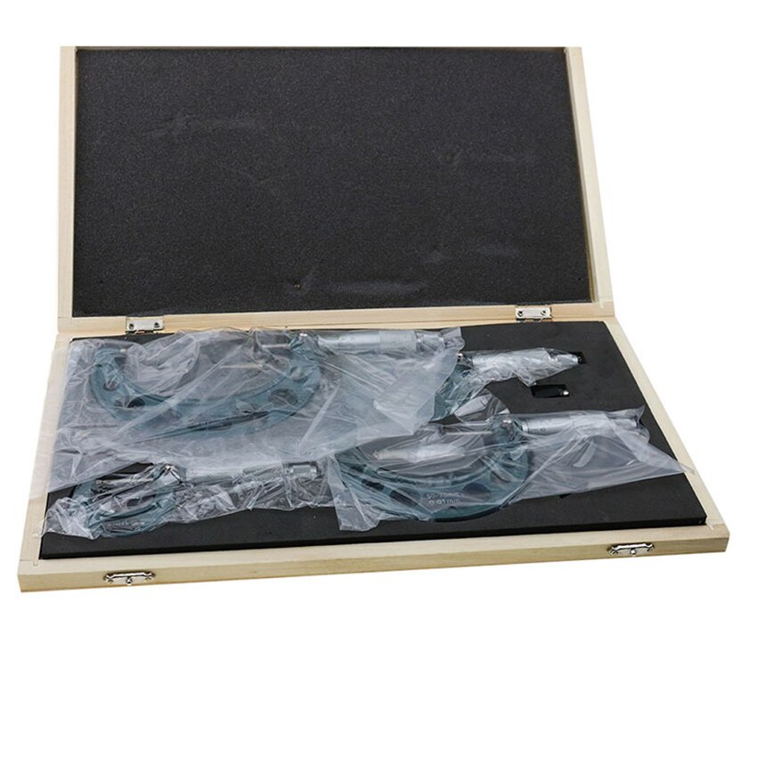 4 stks/set Buiten Micrometer Machinist Tool Set 0-25mm/25-50mm/50-75 m/75-100 m, 0.01mm Nauwkeurigheid, Precisie Weegschaal met Carbide Tips