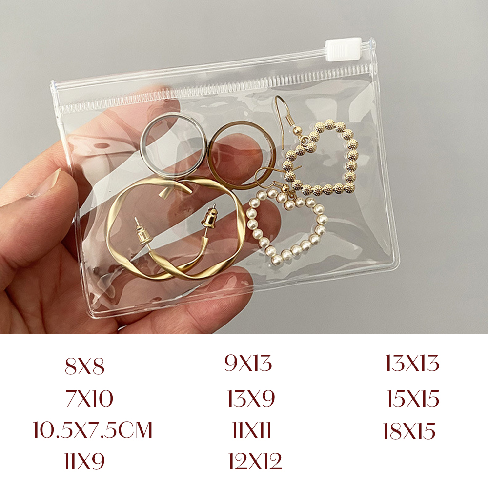 Bolsa con cremallera para joyería, plástico PVC transparente, pulsera, collar, pendientes, bolsa de para embalaje de pequeñas empresas, 10/20 Uds.