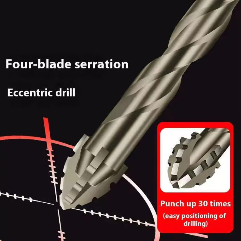Four-edge Sawtooth Drill Bit Upgraded For Tile Drilling Concrete Special Electric 6mm Ultra-high Hardness Drill Bit Set