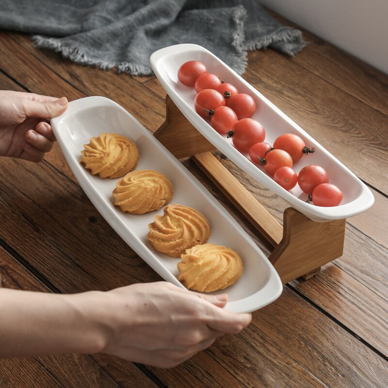 Modern ceramic display tasting tray restaurant company party dinner plate multi-layer dessert fruit plate Cake dish LB82020