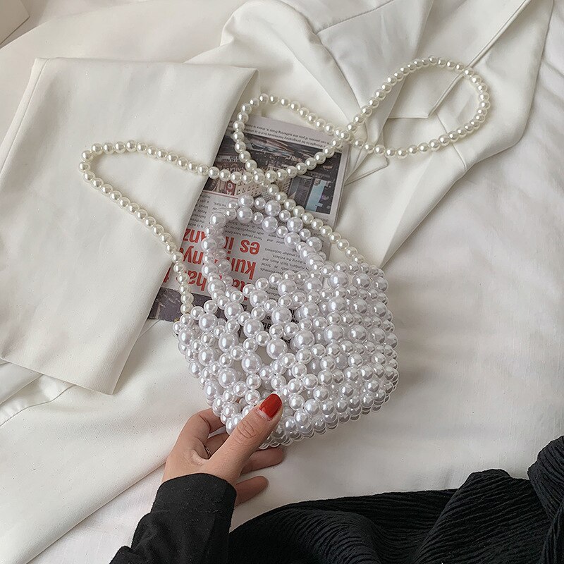 Popular Vintage Charm Pearl Bag Women's Net in Summer Shoulder Bag Women's Makeup Bags