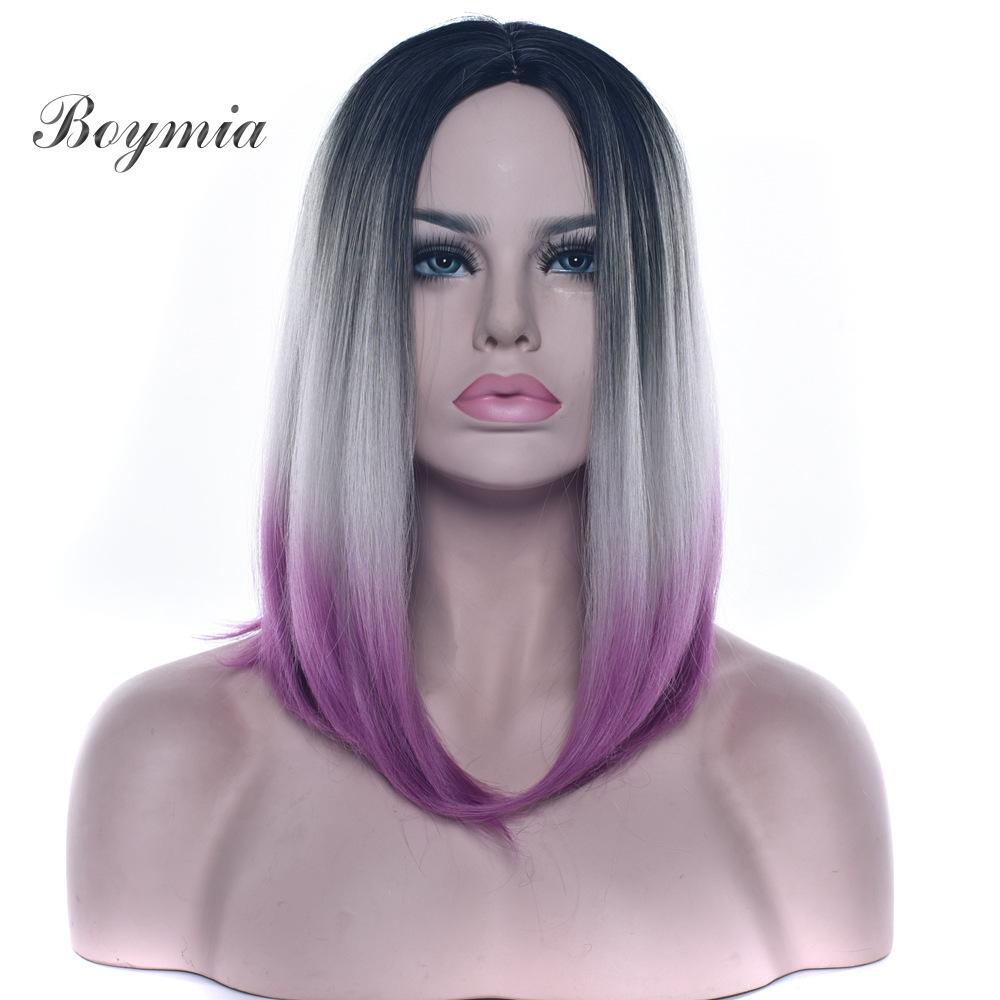 Boymia Cosplay Pruik Voor Vrouwen Pruik Kort Haar Synthetische Bob Pruiken Blauw Zwart Haar Steil Haar Pruik