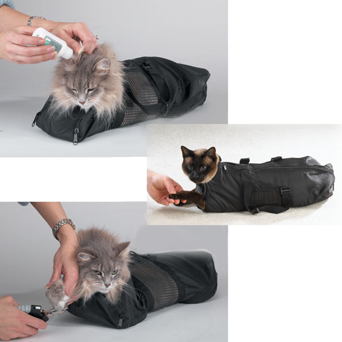 Pet Cat Grooming Bag Cat Carrier Bag Restraint Bag With Free Muzzle For Cat Carrying, Dental Cleaning, Injections, Examinations