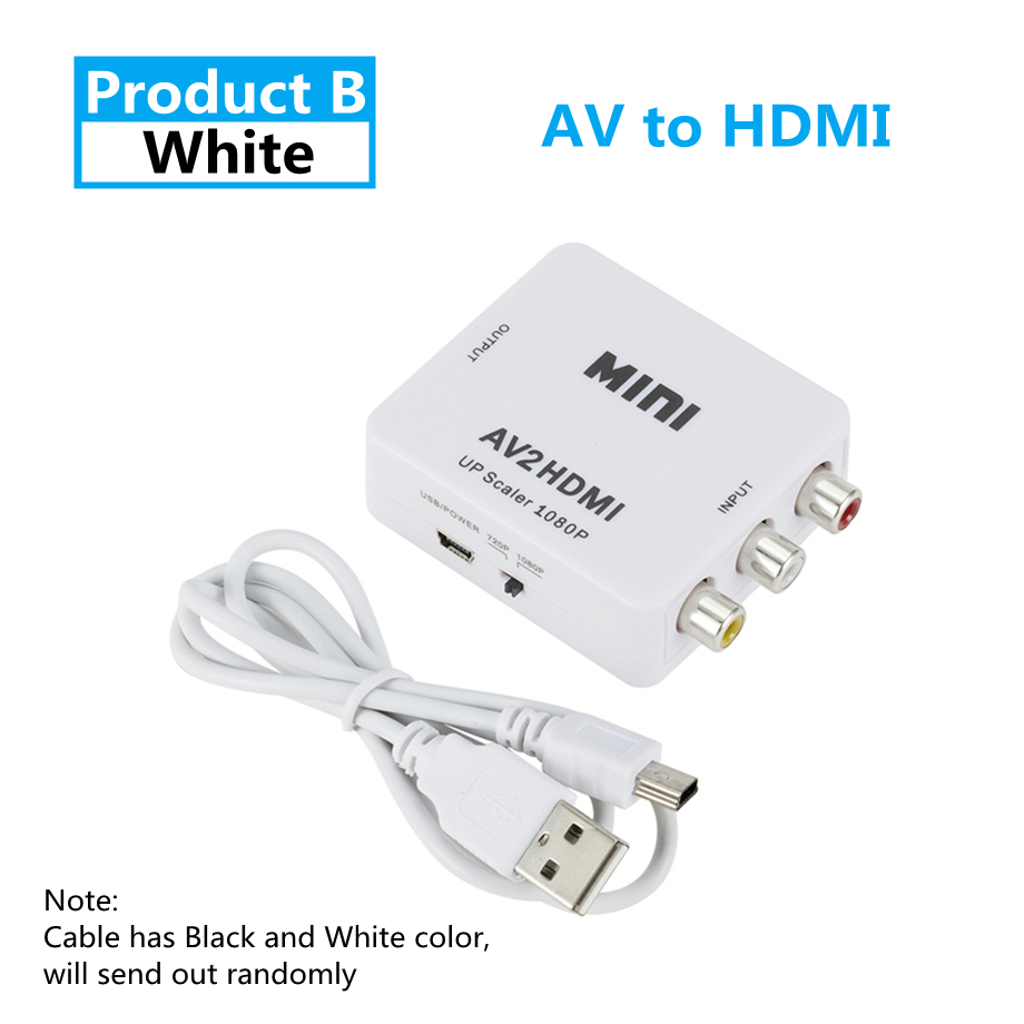 Adaptador de escalador de vídeo compuesto, 1080P, HDMI, compatible con AV, caja RCA AV a HDMI, adaptador de escalador de vídeo CVSB L/R: Gris claro