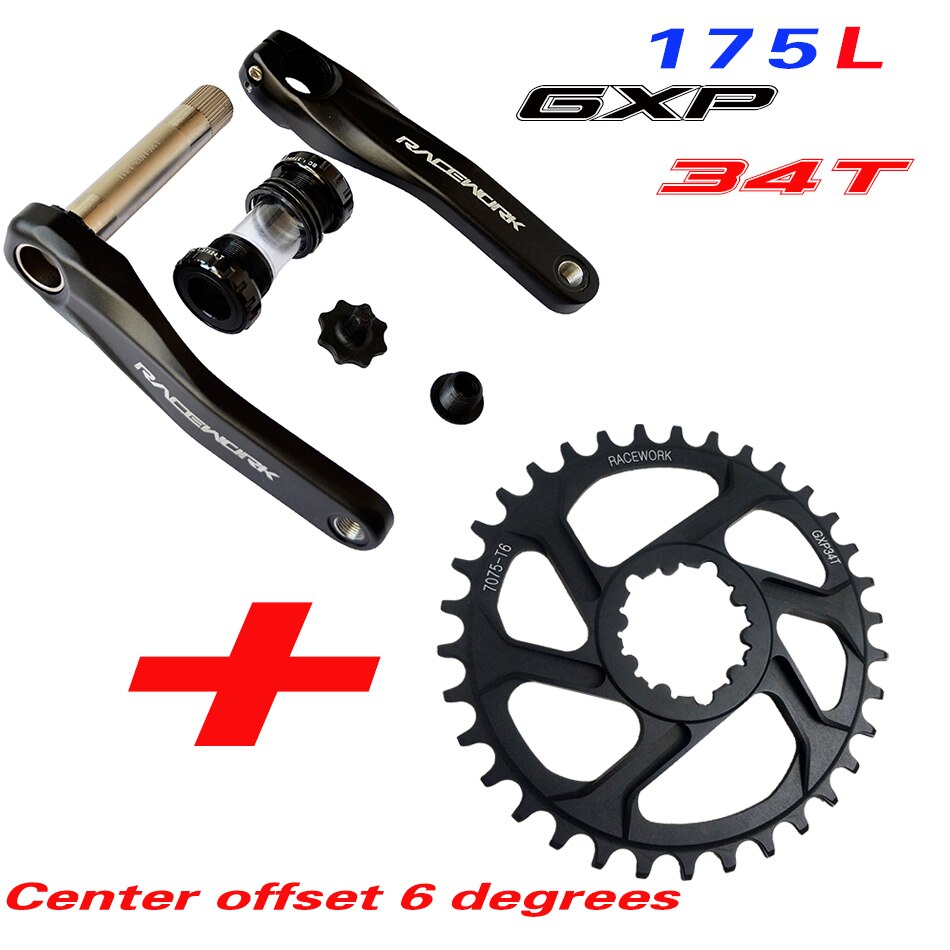 Racework Bicycle Crank MTB Bike GXP Curve Aluminium alloy with floor Curve 170/175 crank plate 30T 32 T 34 T 36 T 38 T: 175 GXP34T 6degrees