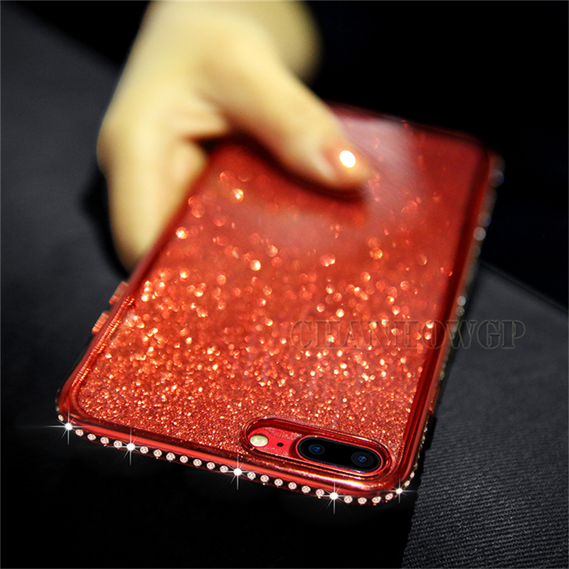 Crystal Diamond Soft TPU Case for Xiaomi Redmi Note 8 7 Pro Cases Rhinestone Glitter Coque For Xiomi Redmi 7 7A Note 7 Pro Cover: Redmi 7A / Red