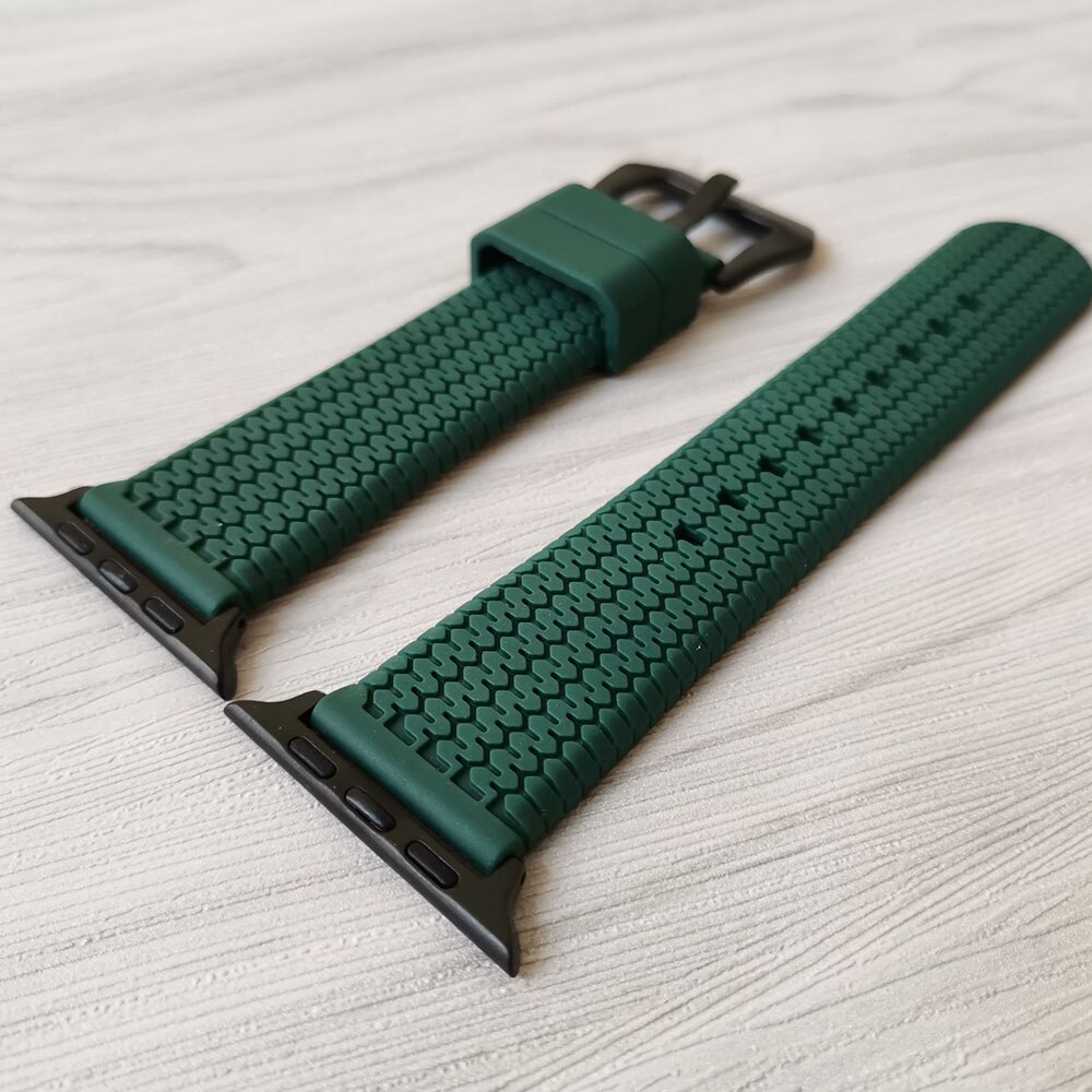 3d silikoneremme til apple watch rem 42mm 38mm 44mm 40mm rem gummi iwatch bånd til iwatch armbånd serie 6/5/4/3/2/1: Grøn b / 42 44 mm