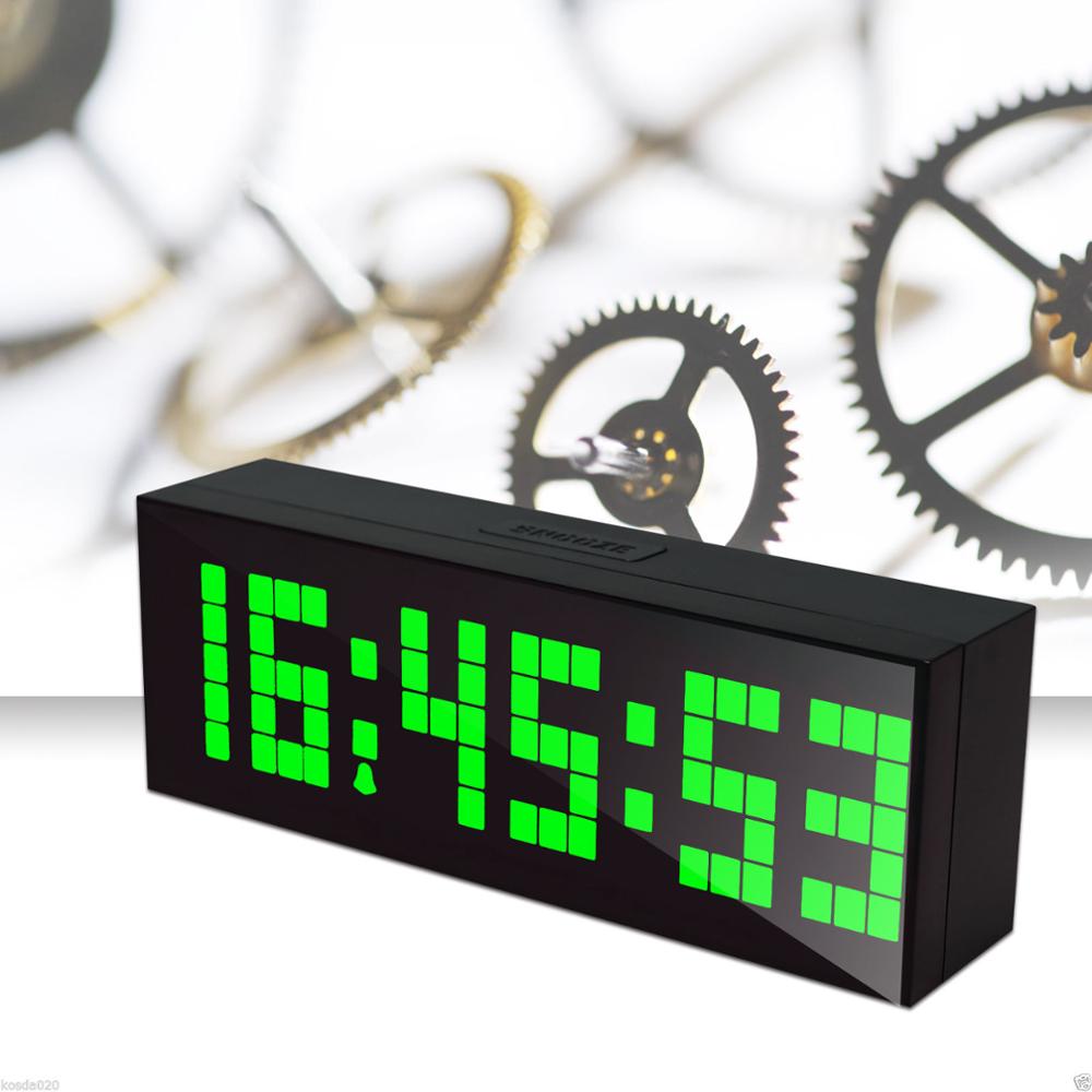 Desktop LED Digital Alarm Clock Wall Clock Large Countdown Timer with Temperature Date for Bedside Living Room Office: Green