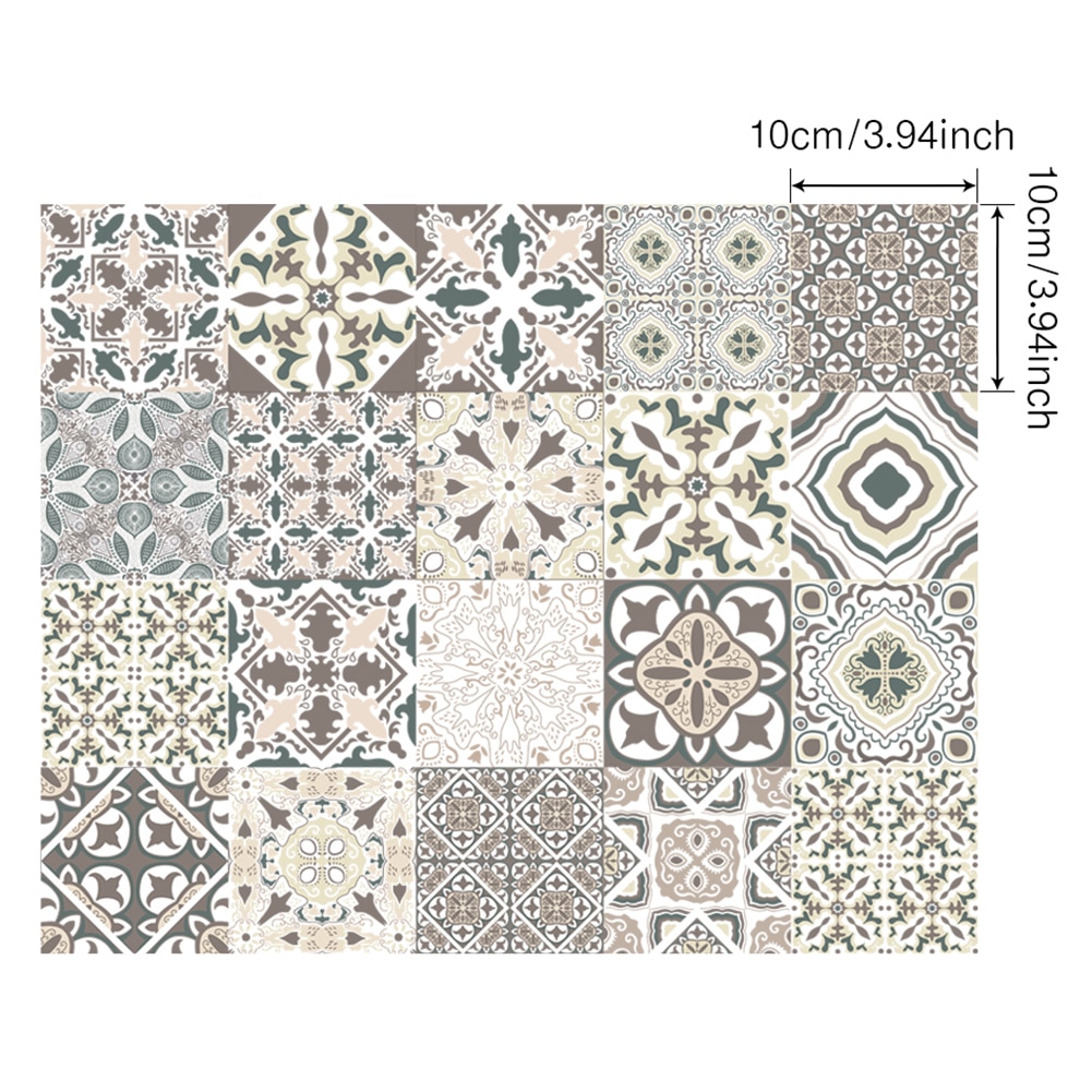 20pcs Floor Sticke Kitchen Bathroom Home Tile Sticker Self Adhesive PVC Diagonal Ceramic Tile Stickers Waterproof Kitchen Decals: B / 10x10cm