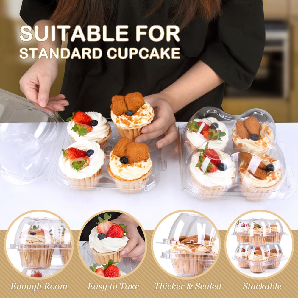 20Pcs Cake Container Milieuvriendelijke Stapelbaar Pet 4 Gaten Cake Houder Doos Voor Keuken Milieuvriendelijke