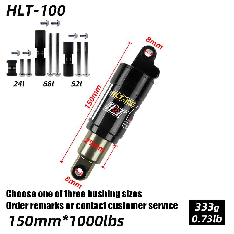 HLT-100 Bicycle Rear Shocks Fastace 125/150/165/185mm 850/1000 lbs Aluminum Alloy Oil Spring Shock for e-bike Snow Mountain Bike