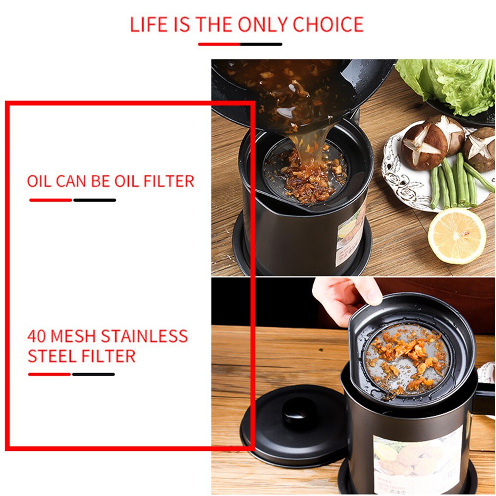Bidon étanche 1,3l | Outil de cuisine, bouilloire séparateur de cuisson, poêle multifonction avec filtre stockage d'huile