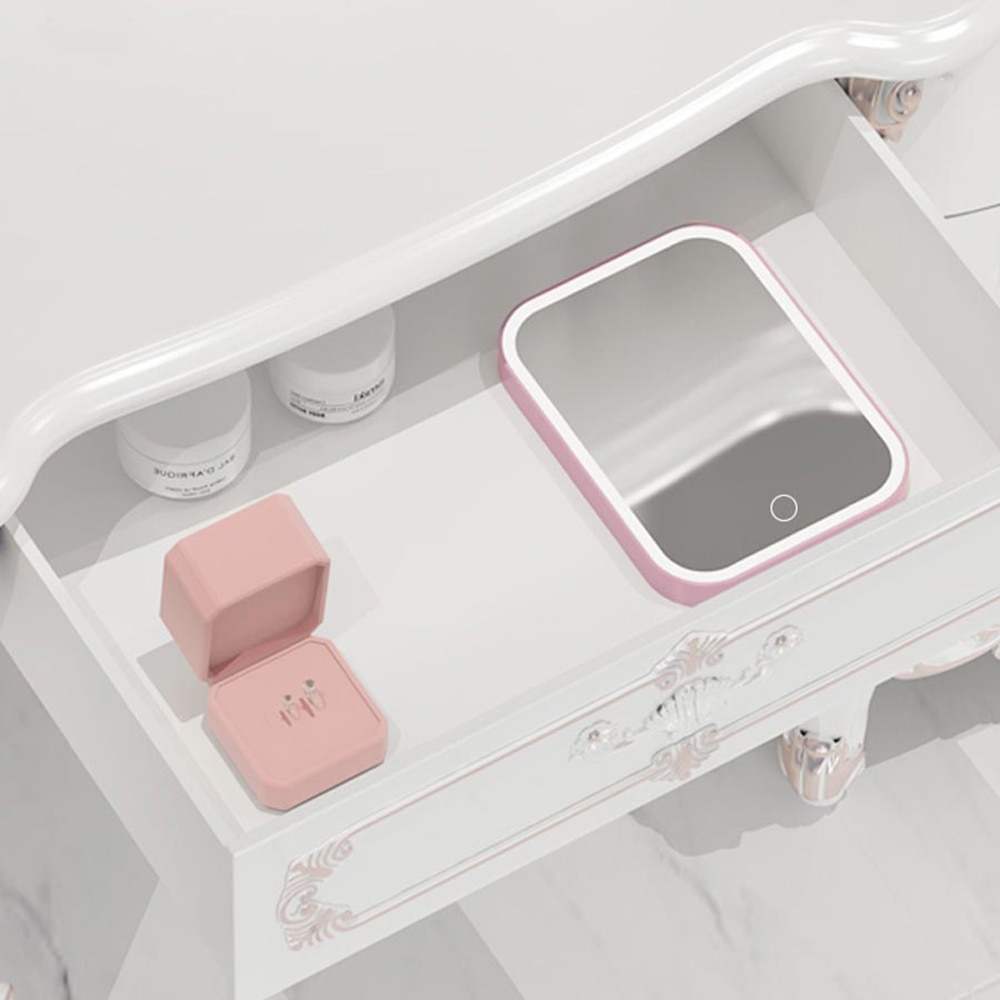 FFFIST 33 LEDs Rechargeable Beauty Makeup Mirror With Lights Adjustable Touch Portable Illuminated Vanity Makeup Light Mirror