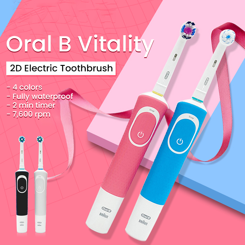 Oral B D100 elektrische Zahnbürste, kleiner runder Bürstenkopf mit 4-Bürstenkopf-Timer, Tiefenreinigung, Aufhellung der Zähne, Zahnbürste