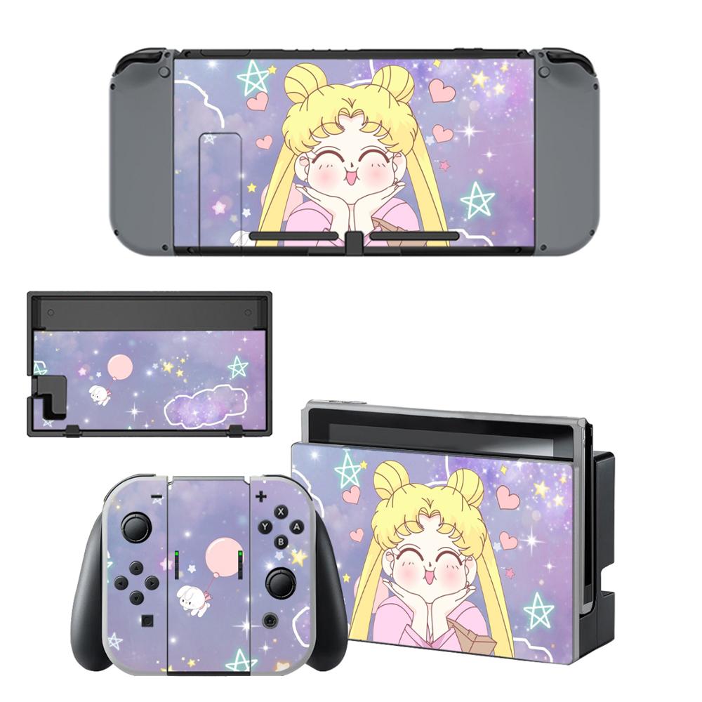 Pegatinas de piel de Sailor Moon para consola NS, pegatinas de vinilo para consola Nintendo Switch: KYSNS0747