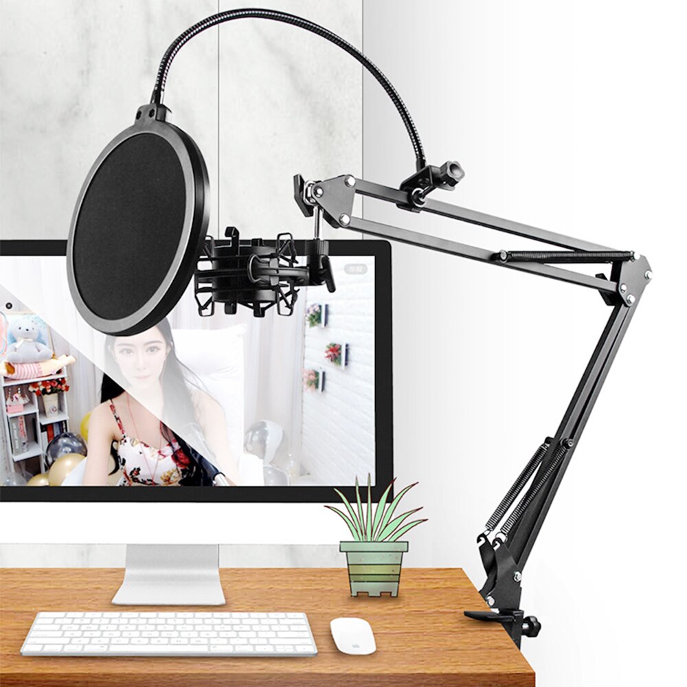 NB-35 Broadcasting Studio Microphone Mic Stand Boom Scissor Suspension Arm Mount Shock For Mounting On PC Laptop Notebook