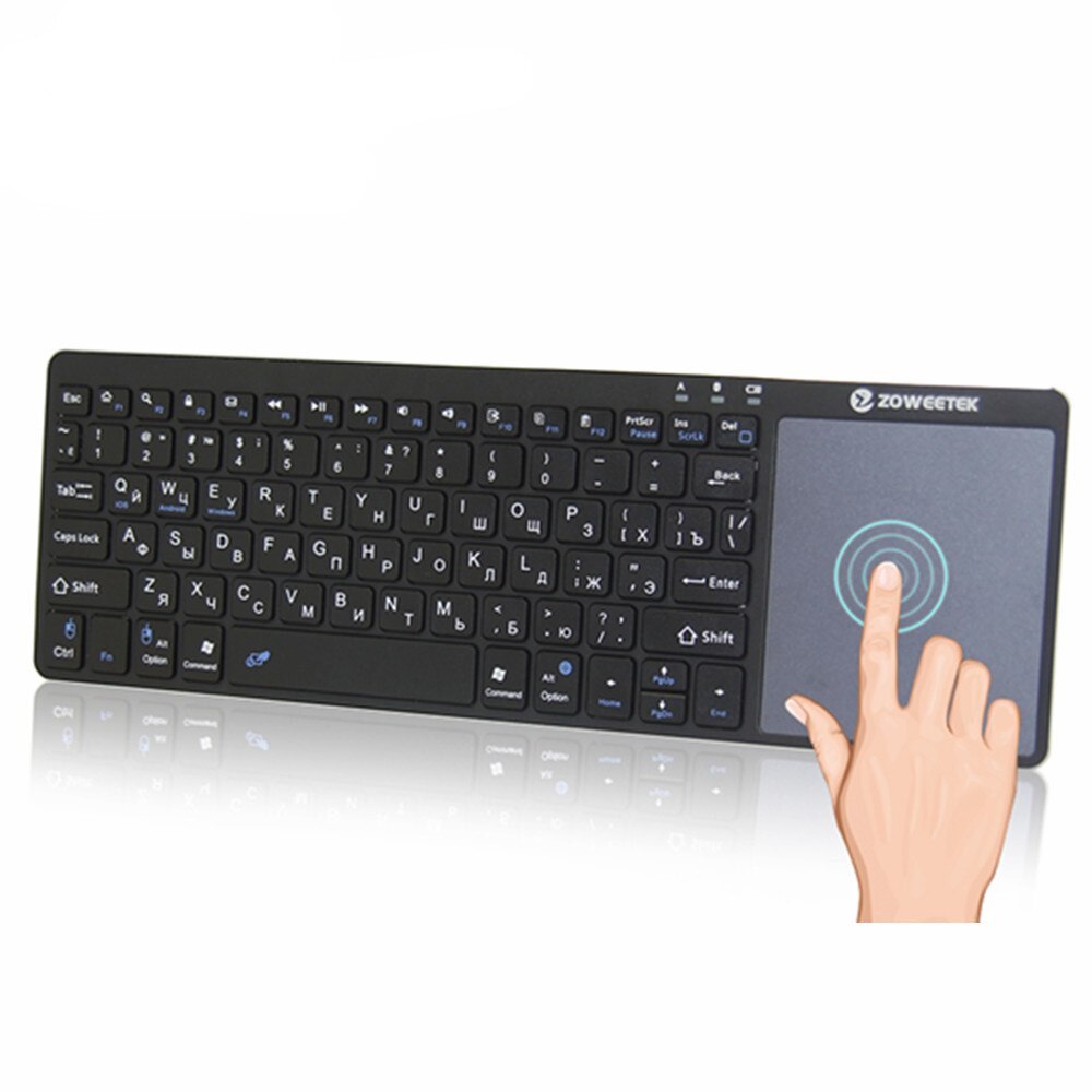 Zoweetek – Mini clavier sans fil Bluetooth K12BT-1, véritable pavé tactile, russe, anglais, espagnol