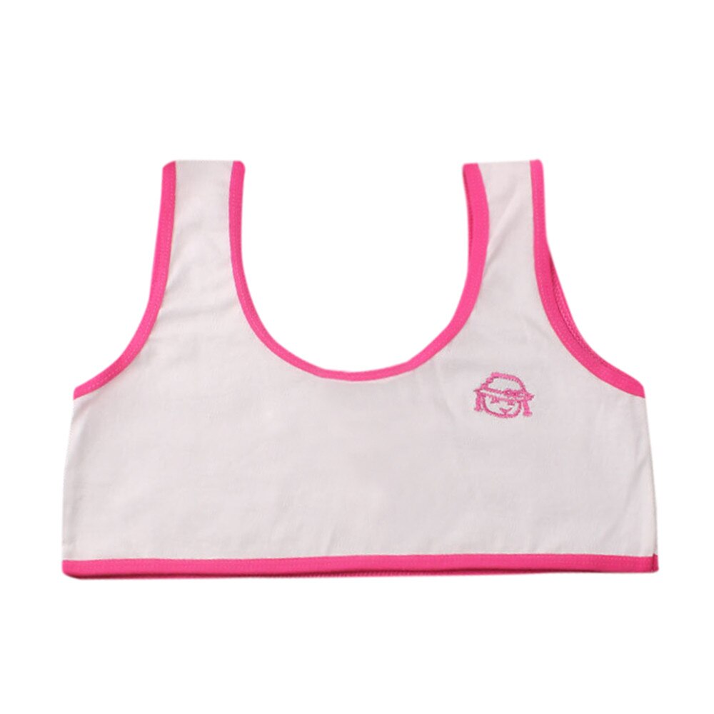 Lovely Baby Girls Tanks Printing Underwear Bra Vest Cotton Children Underclothes Sport Undies Camisoles 1220: Hot Pink
