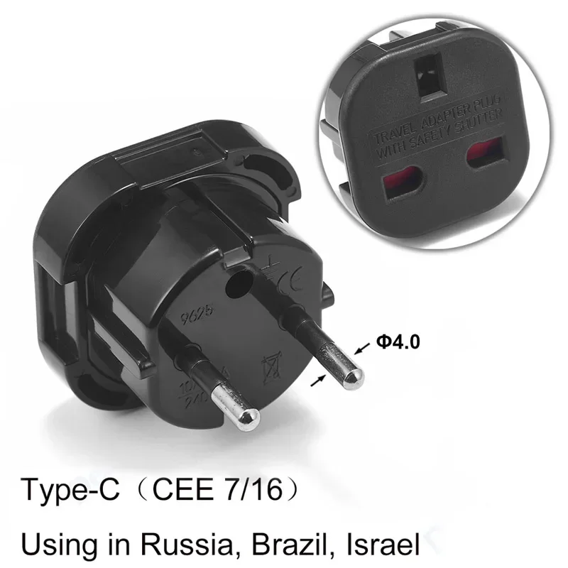 Adaptateur de voyage universel royaume-uni vers ue Euro européen russie US EU vers royaume-uni britannique corée France adaptateur de prise convertisseur de prise électrique: Type 12