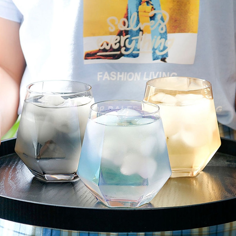 Szkło przezroczyste szklanka diamentowa sześciokątna Whisky koktajl kufel robić piwa gospodarstwa domowego antypoślizgowa szklana filiżanka wody robić mleka kawy