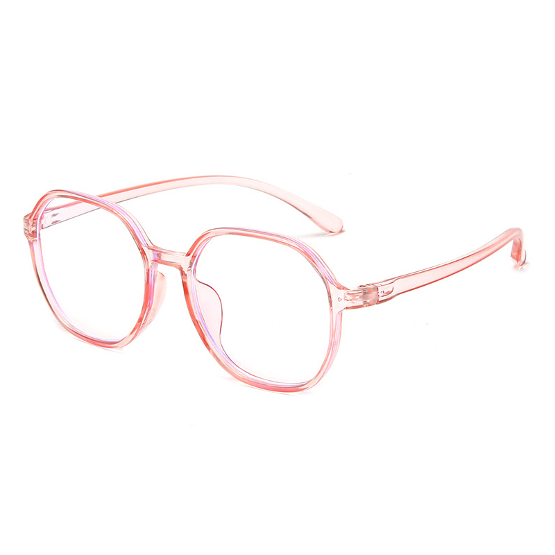 Gafas con montura poligonal de , gafas para miopía, gafas para miopía para hombres y mujeres, gafas antiluz azul con dioptrías menos-1,0: Rosa / +400