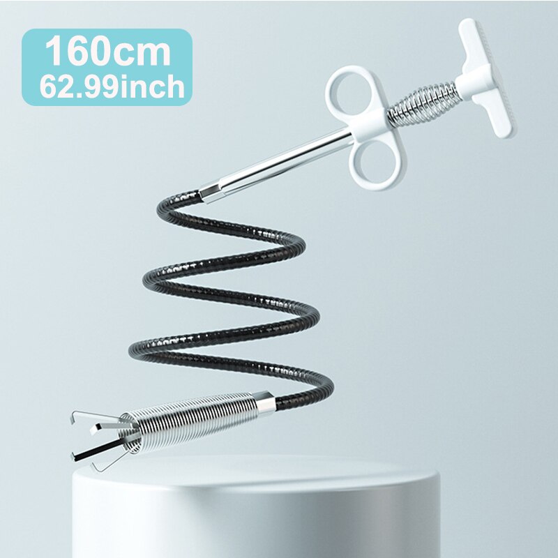 Sewer Pipe Unblocker Serpentine Spring Pipe Dredging Tool Kitchen Sink Bathroom Sewer Cleaning Tool 160cm Kitchen Accessories: 160cm white