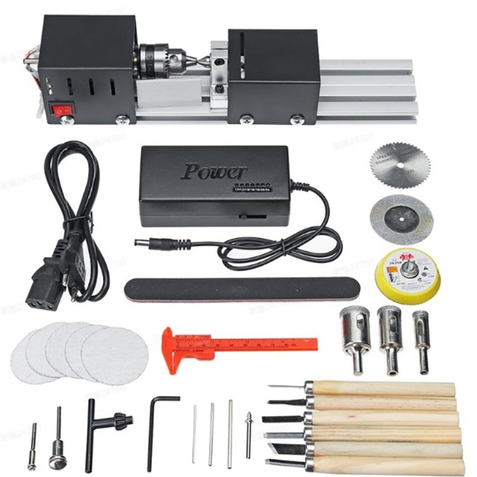 Mini Lathe, Multifunctional Woodworking Workbench, Mini Manual DIY Tool Woodworking Lathe Polishing Drill Tool Set.: C