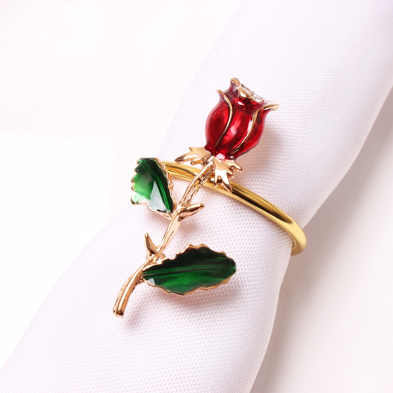 1/6 Stuks Servet Ring Valentijnsdag Servet Ring Rose Flower Servetringen Met Rode Steentjes Diner Tafel Hotel Decor