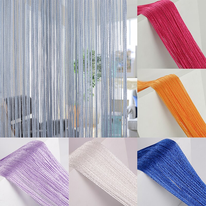 100CM X 200CM Solid Color Curtains Thread Line Curtains For Living Room Door Wall Window Panel Tassel Curtain Home Decoration