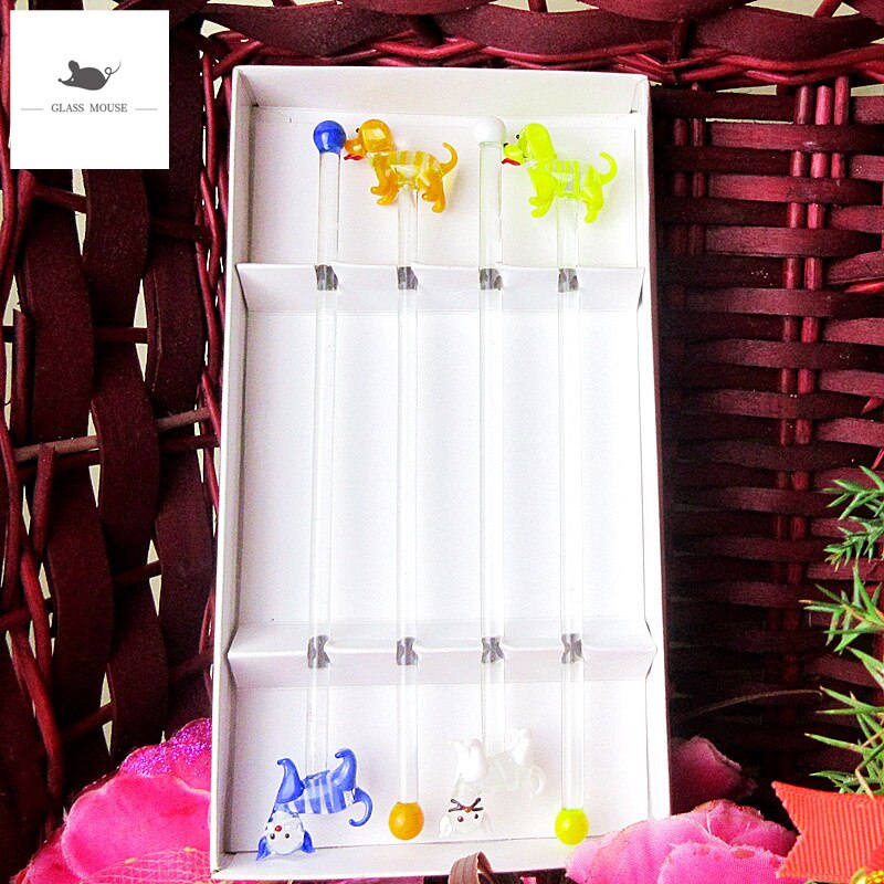 Kaffe muddler glas elefant staty omrörningsstavar cocktail med 20cm långa handtag rörstavar drinkar muddlers bar swizzle sticks: Gul