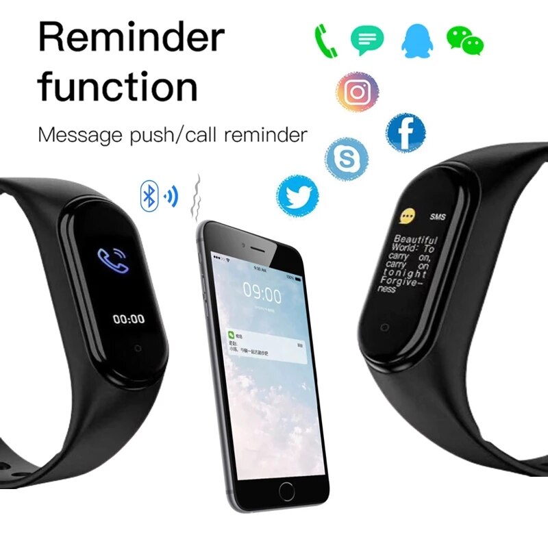 M5 Smart Watches Bluetooth Bracelet Sport Fitness Tracker Pedometer Heart Rate Monitor SmartBand Wristband for Android IOS