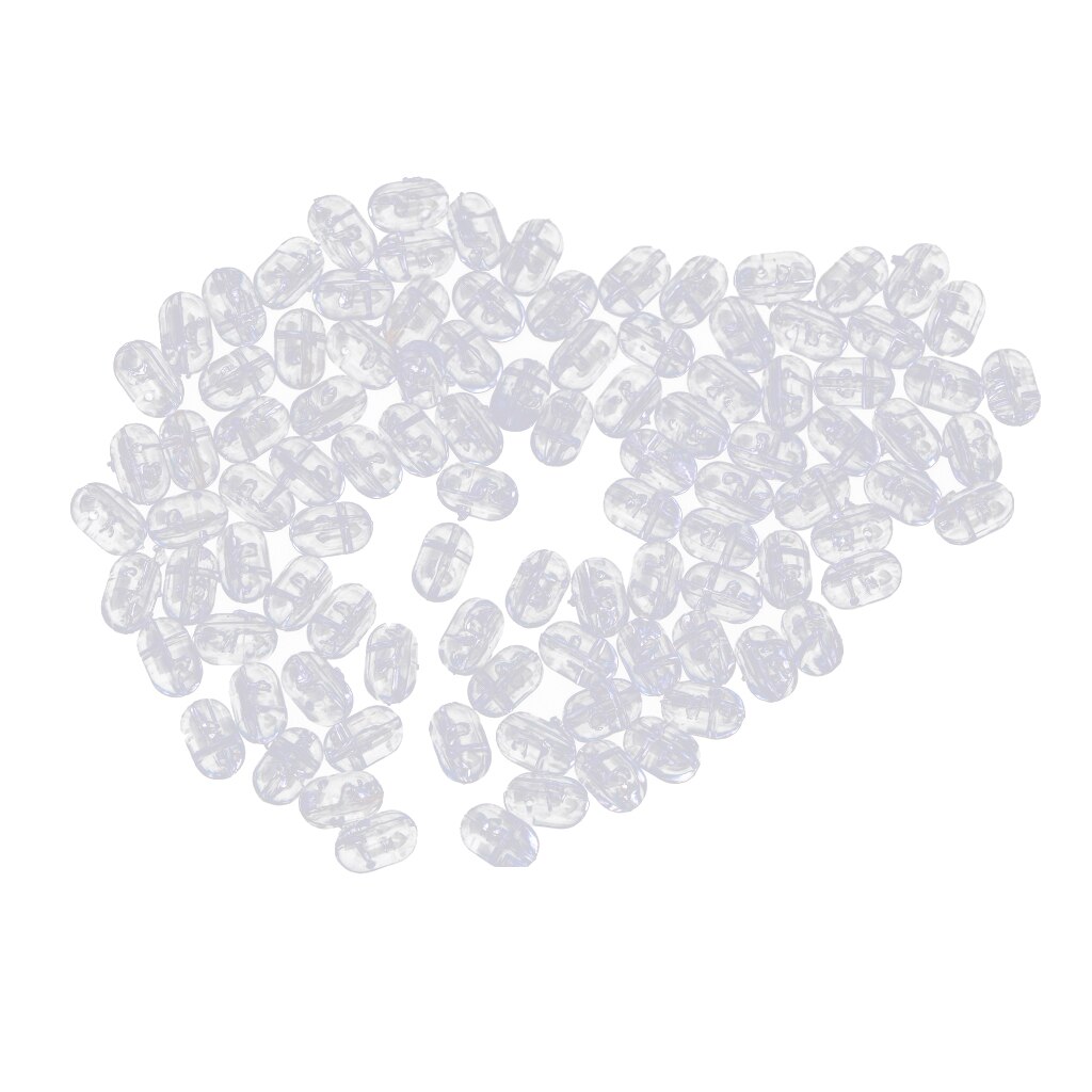 100 stk /200 stk gennemsigtige fiskeri perler plast ovale 6mm or 8mm perler dobbelt perle bore kryds hul havfisketøj
