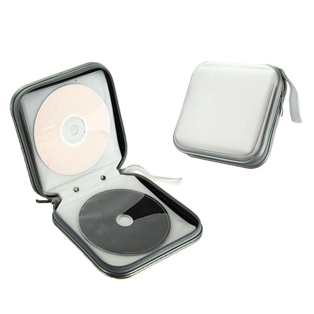 40 Uds. Capacidad disco CD DVD tamaño monedero organizador de almacenamiento CD estuche DVD bolsa de transporte soporte álbum caja bolsa de transporte bolsa con cremallera: White