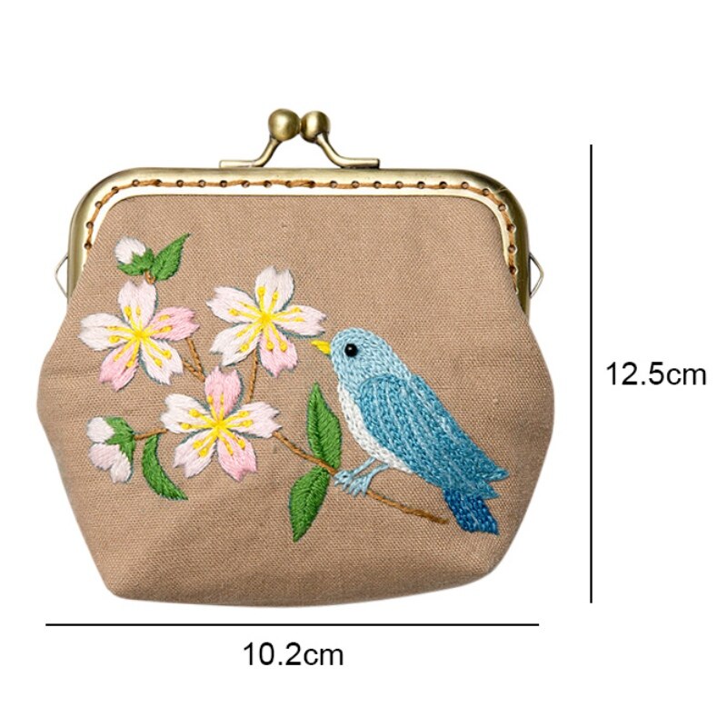 Handwork Crafts DIY Embroidery Coin Purse Cloth Material Package Embroidery Kit Flower Alone Handmade Cross Stitch kit: A3