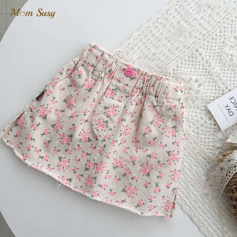 Moda neonata Jean gonna corta stampa floreale neonato bambino gonna di jeans di cotone primavera autunno estate vestiti per bambini 1-7Y