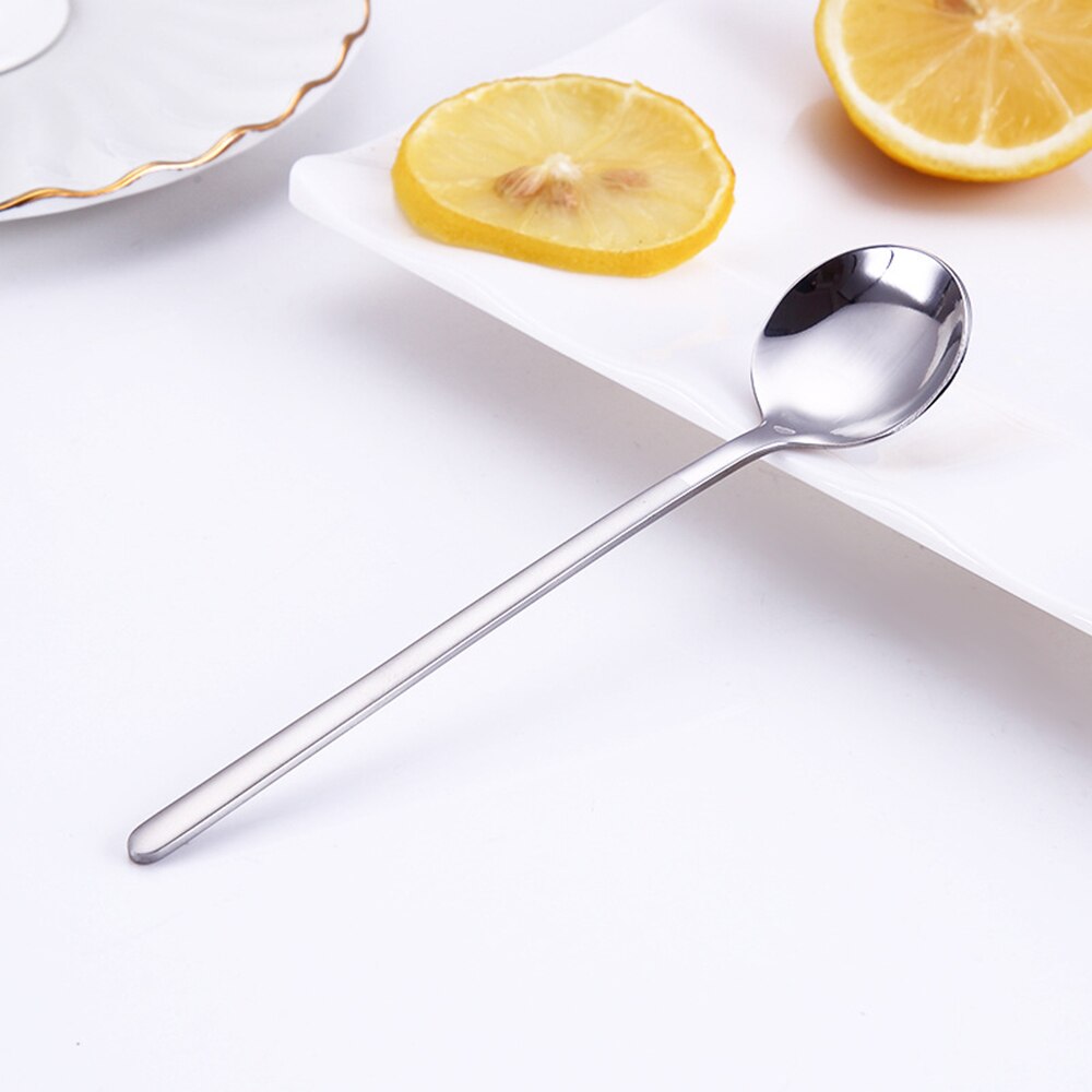 nouvelle cuillère colorée forme ronde café cuillère crème glacée cuillères à café Scoop vaisselle couverts café boire cuisine outils: Argent