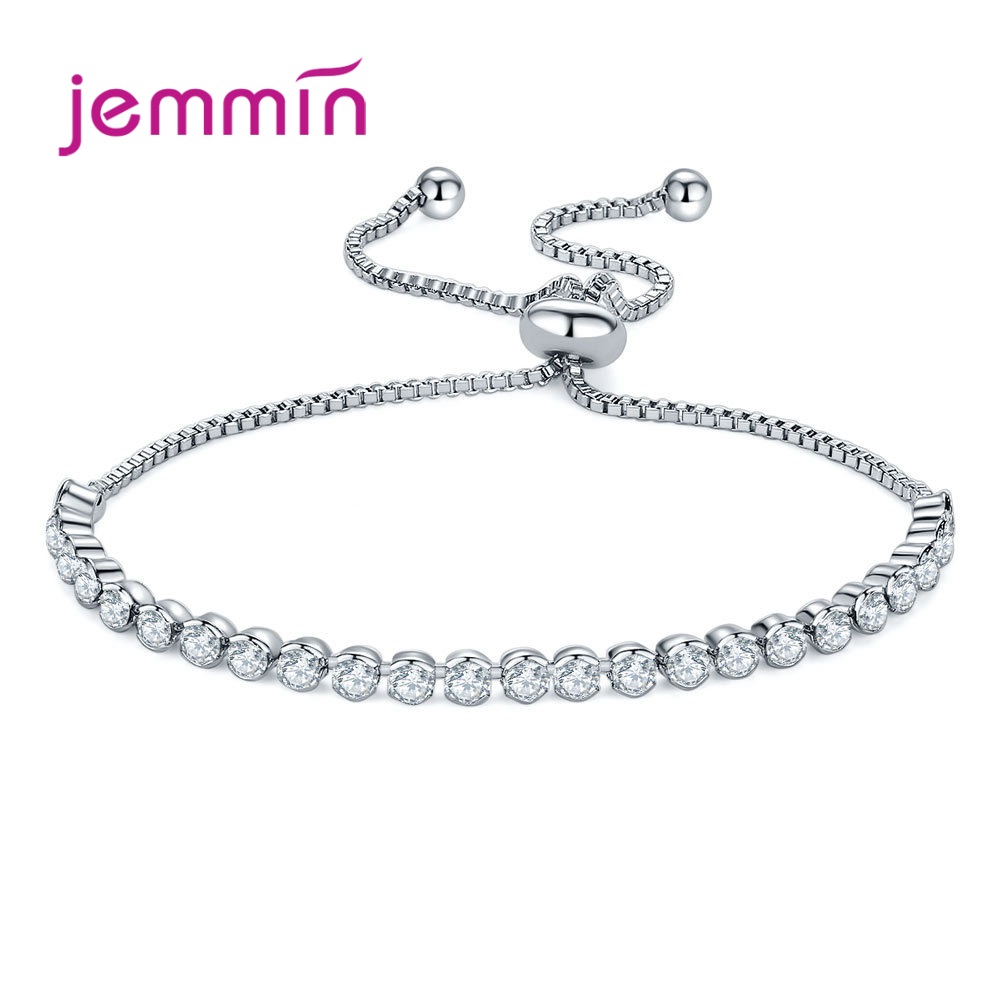 Top Selling Dazzling Crystal Armbanden 925 Sterling Zilveren Ronde Zirconia Kralen Strand Vrouwen Bruiloft Engagement Sieraden