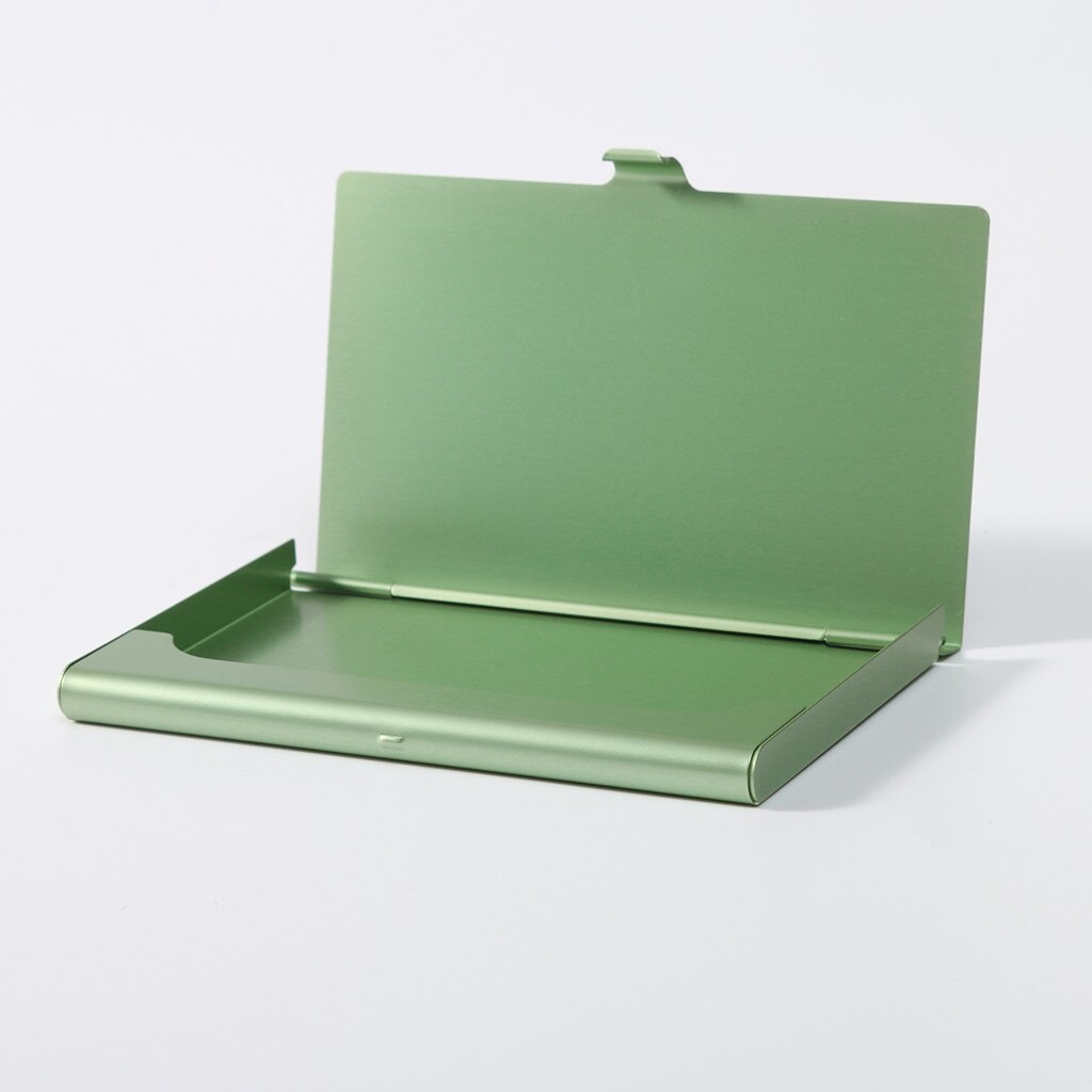 Carteira masculina de aço inoxidável, porta-cartões criativo, de metal, caixa de metal, porta-cartões de crédito: Green