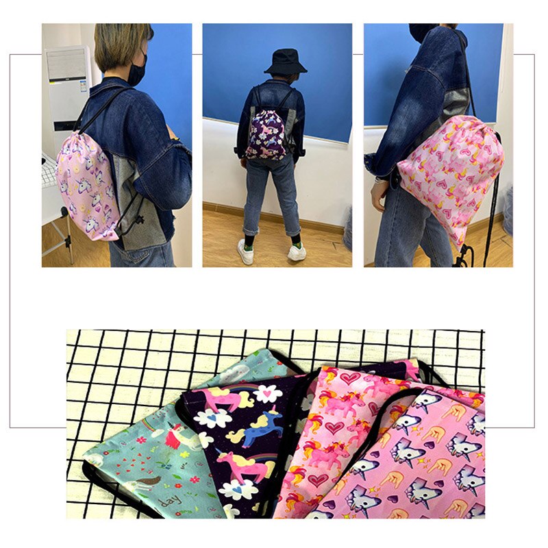 Van Gogh Sunflower Starry Night Drawstring Bag Women Canvas Storage Bags Casual Backpack Ladies Travel Bag
