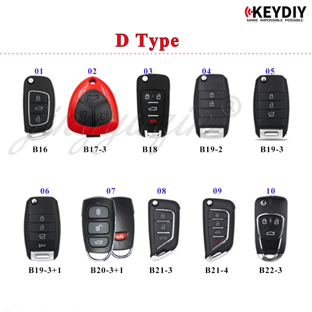 5pcs KEYDIY B Series KD Remote B01/02/04/05/07/08/10/11/12/13/15/16/18/20/21/25/28/29/30/33 for KD900 KD-X2 MINI Key Programmer: Red / 7 Buttons