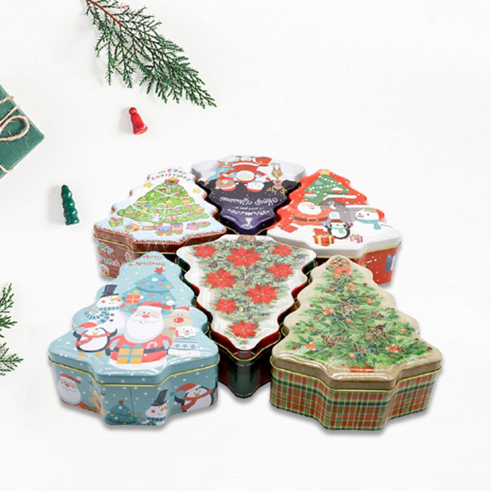 80%HOTAdorable Cookie Can Corrosion Resistant Metal Christmas Tree-shaped Candy Tin Box for Home