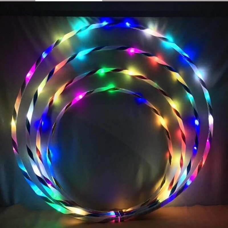 Cerceau de sport en vrac, 90CM, 7 couleurs, éclairage LED clignotant, anneau de musculation, yoga