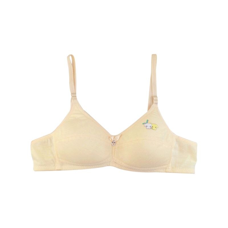 Bh voor jonge meisjes, tieners, zacht katoen, cartoon, geen stalen ring, student, verstelbare lingerie, ondergoed, tienermeisjes, comfortabele bh's: Beige / 14